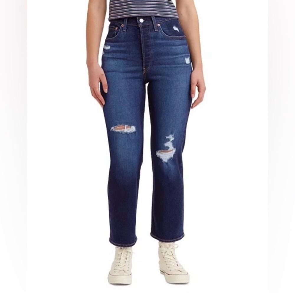 NWT Levi's Ribcage Straight Ankle Distressed Button Fly Jeans Women’s Size 29